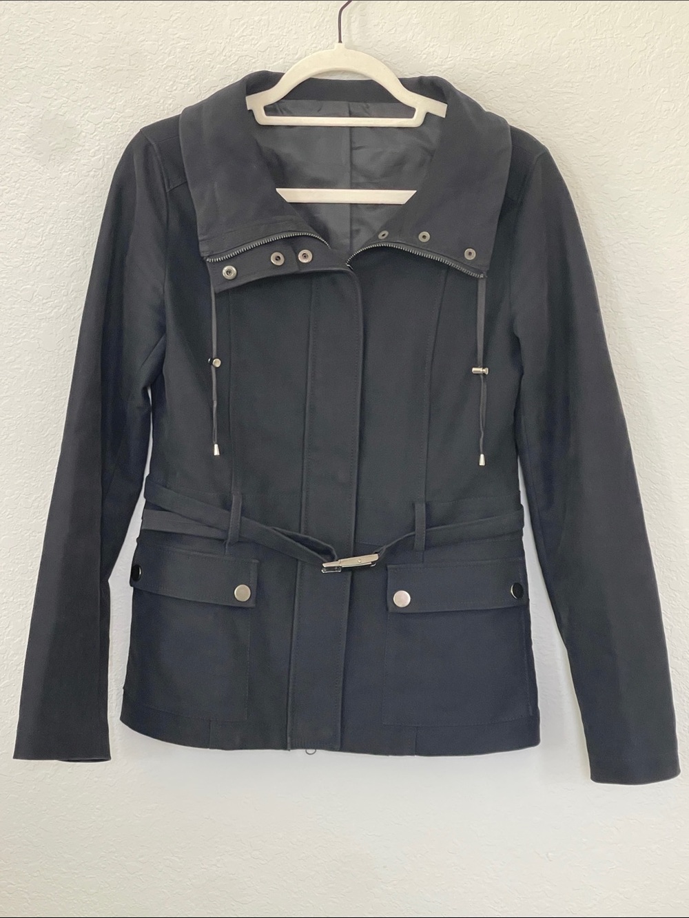 United Colors of Benetton Black Belted Utility Jacket Size 42